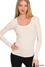 Sand Beige Ribbed Boat Neck Long Sleeve Zenana Tee 10/14/26 1521