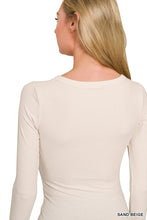 Sand Beige Ribbed Boat Neck Long Sleeve Zenana Tee 10/14/26 1521