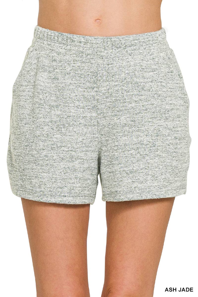 Ash Jade Soft Melange Hacci Elastic Waist Band Short Pants