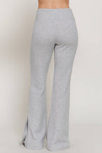 Heather Grey Flare Soft Modal Scuba Pants with Waistband & Bottom Slits