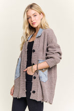 DISTRESSED RIBBED KNIT SWEATER CARDIGAN - CESW4149: MOCHA(BEIGE) / ONESIZE(6)
