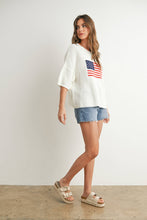 Ivory Multi Flag Print Knit Sweater