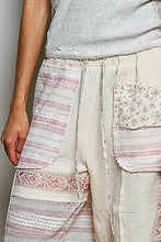 Natural Double Gauze Embroidery Adjustable Drawstring POL Jogger Pants