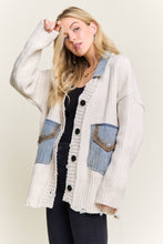 Ivory Distressed Ribbed Knit Cardigan