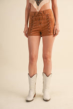 Camel Suede Lace Up Micro Shorts