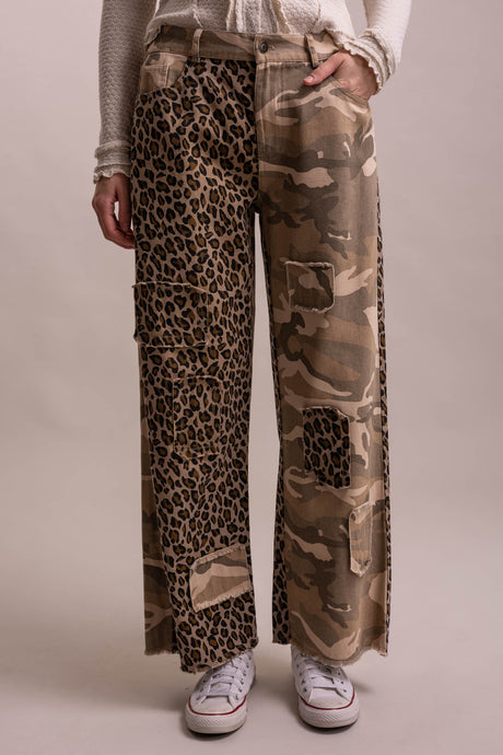 Brown Camo Leopard Wide Leg Blue Velvet Pants 9/15/26 1444