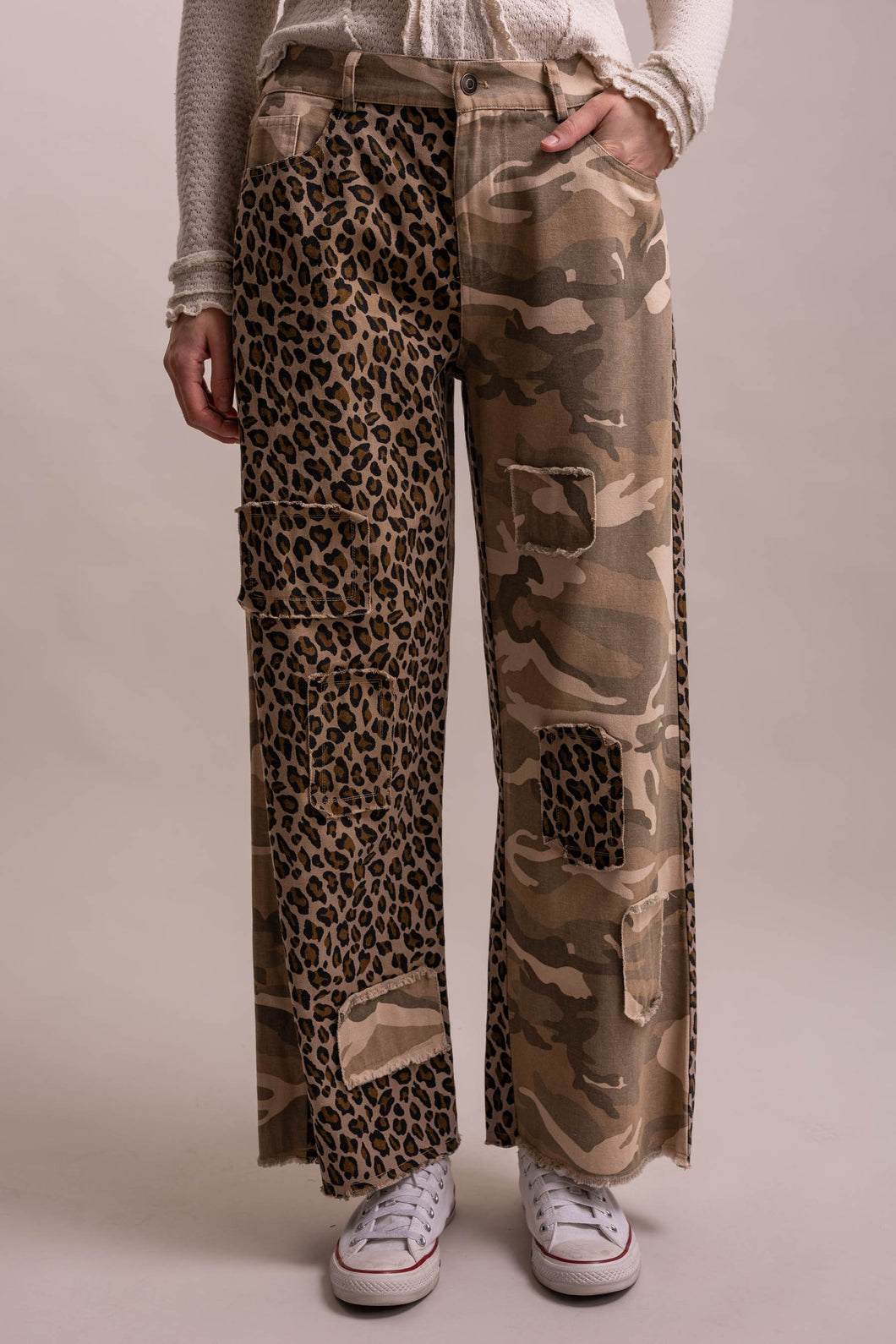 Brown Camo Leopard Wide Leg Blue Velvet Pants 9/15/26 1444