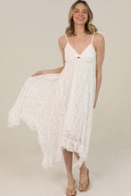 Ivory Twist Front Hanky Hem Lace Maxi Dress