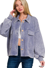 Marlin Acid Washed Fleece Cropped Zenana Shacket 8/4/26 1355