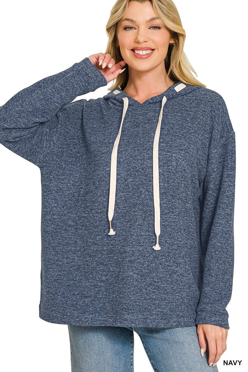 Navy Soft Brushed Hacci Zenana Hoodie 8/20/26 1392