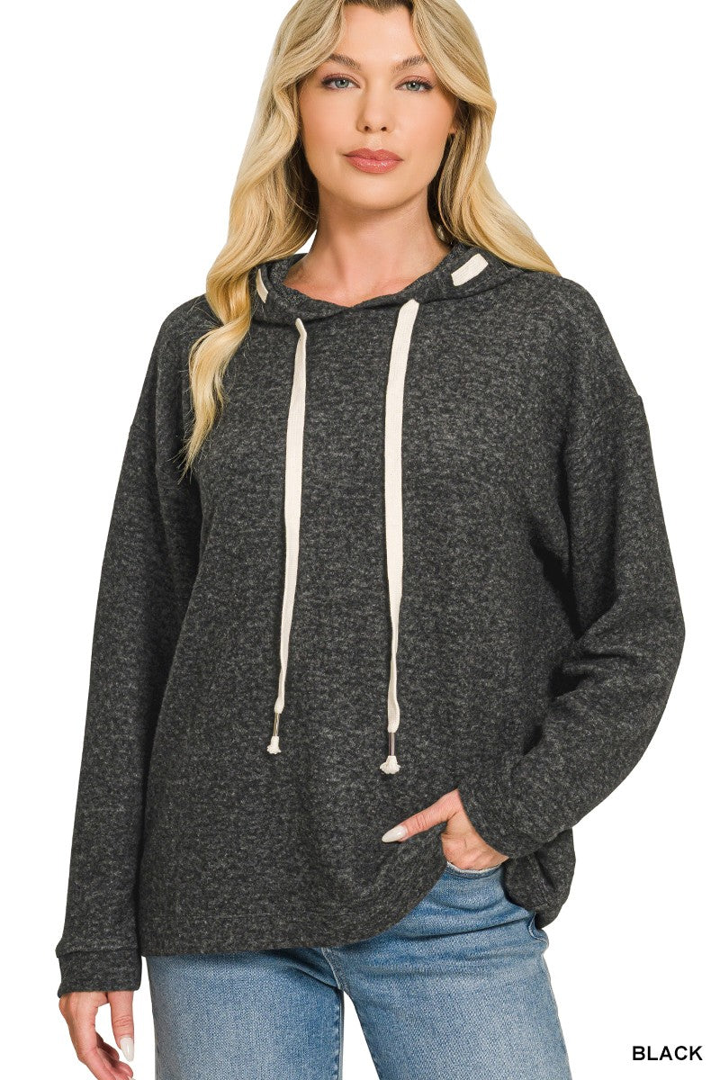 Black Soft Brushed Hacci Zenana Hoodie 8/20/26 1391