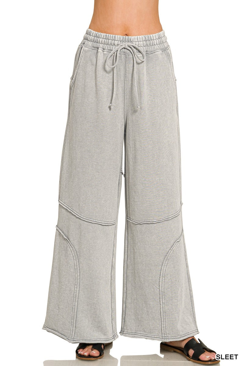 Sleet French Terry Washed Flare Zenana Pants 8/4/26 1353