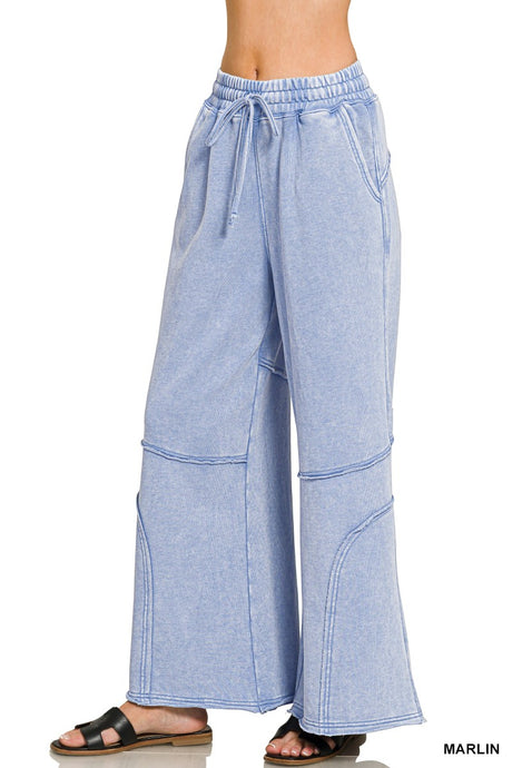 Marlin French Terry Washed Flare Zenana Pants 8/4/26 1351