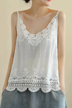 White Elegant Lace Trim Tank Top