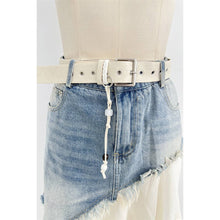 White Blue Asymmetrical Denim Lace Layered Skirt Set