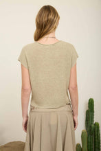 Light Olive Split Neck Batwing Sleeveless Knit Sweater