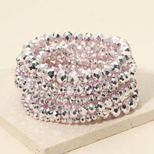 Silver Faceted Beaded Stretch Multi Layered Bracelets