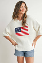 Ivory Multi Flag Print Knit Sweater