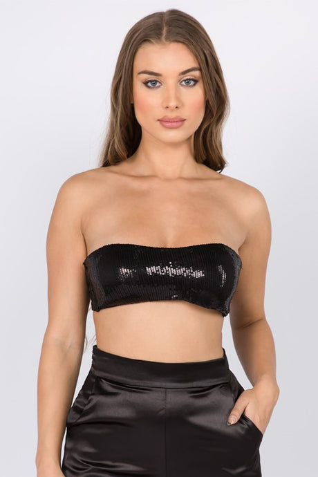 Black Sequined Bandeau 10/24/23 7271