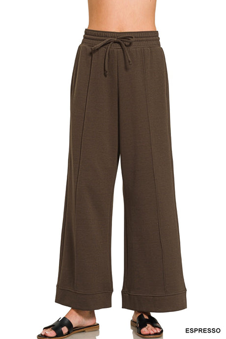 Espresso Scuba Pintuck Wide Leg Zenana Pants 9/9/26 1417