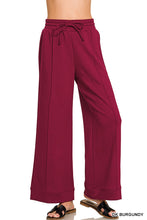 Dark Burgundy Scuba Pintuck Wide Leg Zenana Pants 9/9/26 1416