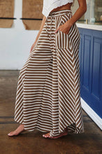 Taupe Spaghetti Tie Waist Stripe Print Wide Bucketlist Pants