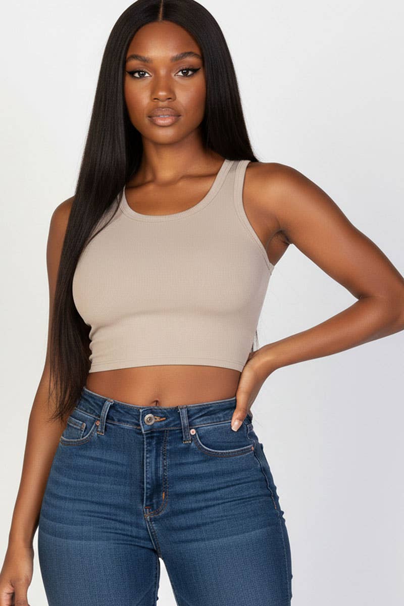 Taupe Ribbed Tank Top