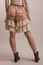 Mauve Floral Print Tiered Ruffle Cuff Long Blue Velvet Shorts 10/19/26 1544