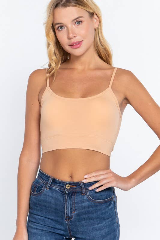 Golden Peach Round Neck Removable Bra Cup Twisted Back Cami Top
