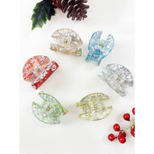 Christmas Prints on Glitter Mini Hair Claw Clip: MIX COLOR / ONE(12)