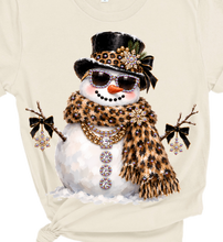 Natural Snowman Glam Rhinestone Graphic Christmas Tee