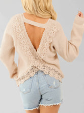 Beige Lace Backless Knit Sweater Top