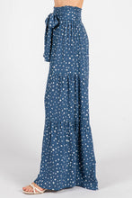 Denim Off White Woven Dot Waist Bow Tie Pants