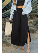 Black Smocking Waist Maxi Skirt