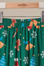 Green Printed Wide-Leg Pants with Ruffle Hem