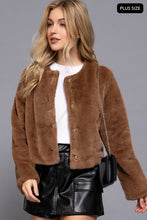 Mocha Plus Long Sleeve Faux Fur Crop Length Blazer