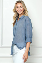 Black Oversize Sheer Button Down Top