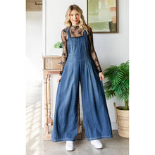 Medium Pleated Denim Overall with Pockets