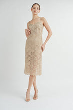 Nude Corset Lace Bustier Midi Dress