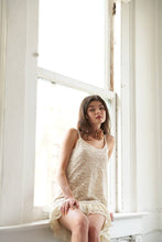 Beige Spaghetti Strap Lace Dress with Ruffle Hem