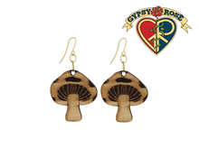 Burnt Wood Mushroom Toadstool Earrings