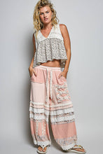 Pink Double Gauze Trim Floral Patch Waistband Jogger POL Pants