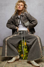 Black Long sleeve Western-inspired yoke studded lace panel POL jacket