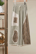 Prairie Stripe Patchwork Wide Pants: SAGE