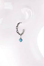 Turquoise Western Glass Stone Hoop Earrings