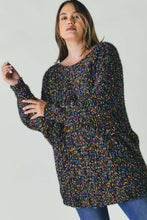 Black Multi Color Round Neck Long Sleeve DD Sweater