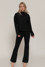 Black Long Sleeve Visible Overlocked Seams Detail Brushed Rib Top