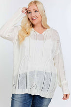 Brown Plus Solid V Neck Long Sleeve Hoodie