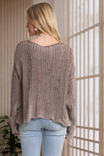 Mocha Distressed Mineral Washed Sweater