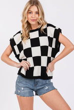 Black White Checkered Knit Sleeveless Top